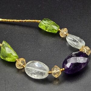 Mary Millsaps 14–16"  Amethyst Peridot Citrine Quartz Beads 925 Clasp and Chain